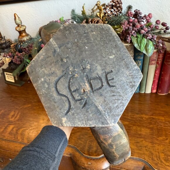 Vintage Large Carved Wood 7 Branch Menorah/Candelabra Signed - Picture 9 of 17